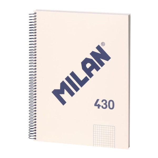 Cuaderno a4, con espiral, tapa dura, 80 hojas cuadriculadas, serie 430, beige (pack 3 unidades)