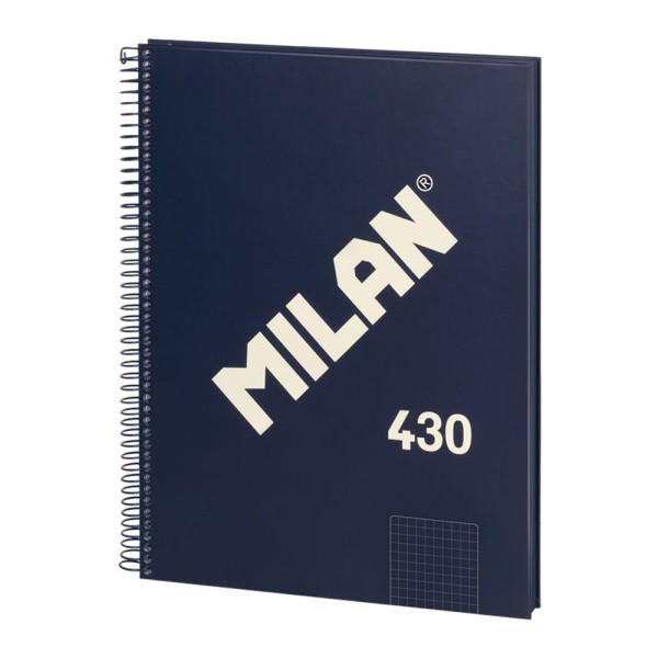 Cuaderno a4, con espiral, tapa dura, 80 hojas cuadriculadas, serie 430, azul (pack 3 unidades)